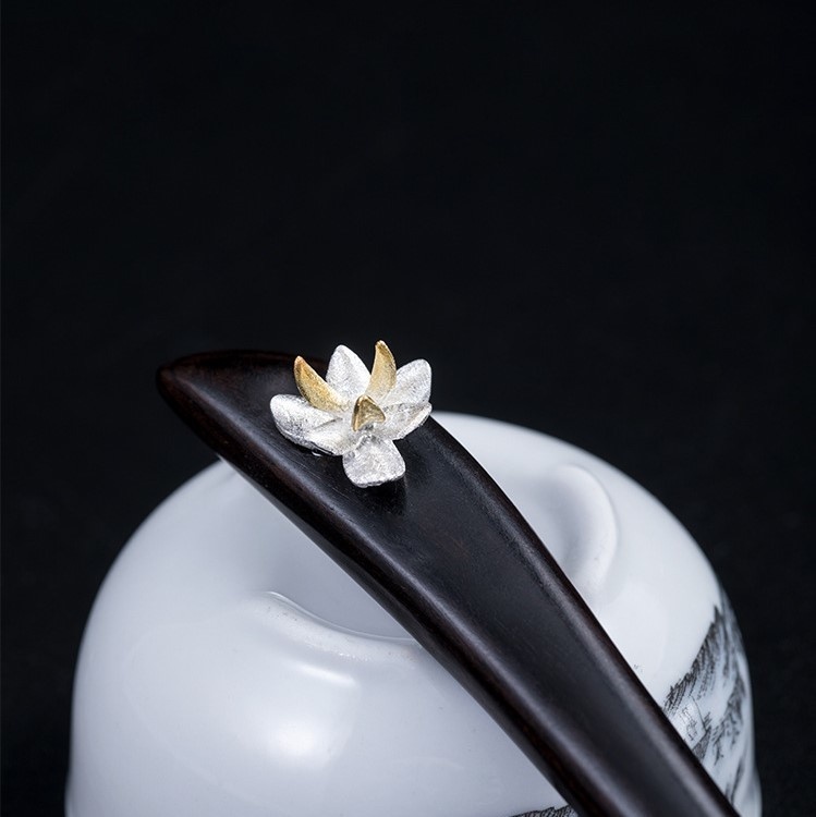 花のかんざし 簪 黒檀 シルバー K009