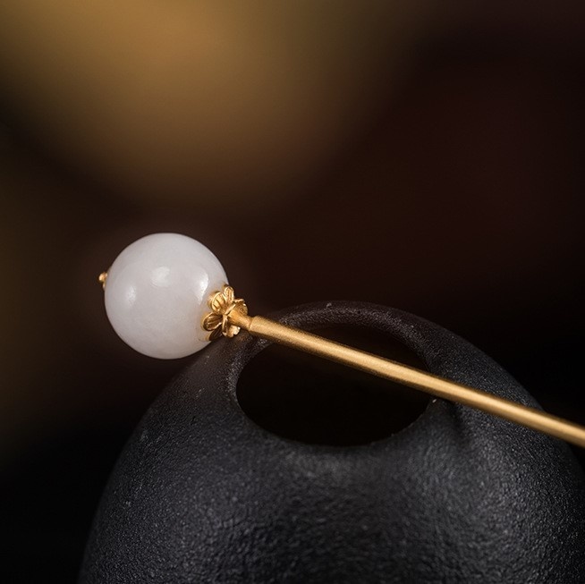 一本かんざし 簪 ネフライト シルバー K010