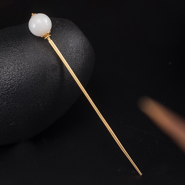 一本かんざし 簪 ネフライト シルバー K010