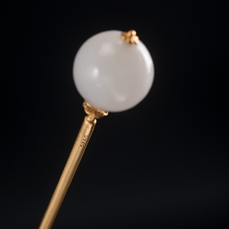 一本かんざし 簪 ネフライト シルバー K010