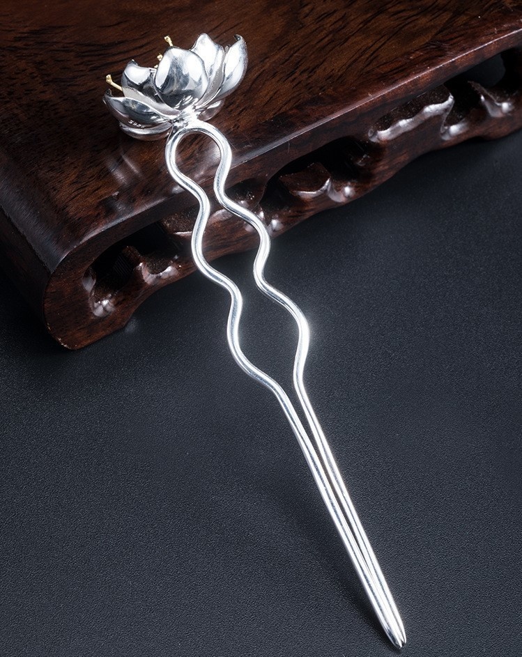 蓮の花のかんざし ハス はす シルバー K014