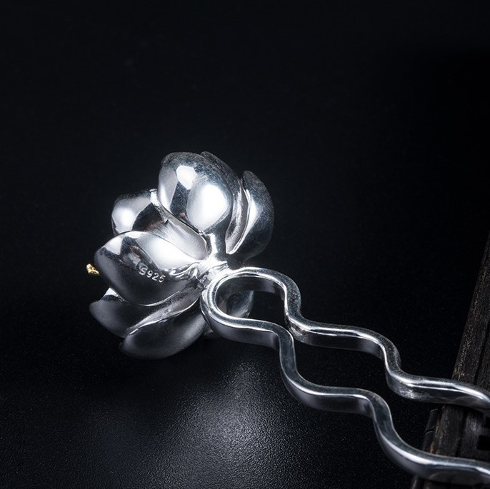 蓮の花のかんざし ハス はす シルバー K014