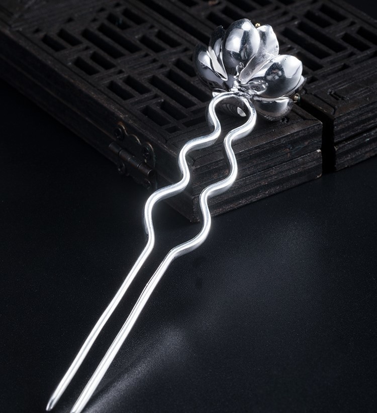 蓮の花のかんざし ハス はす シルバー K014