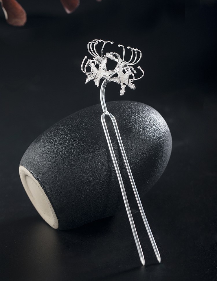 彼岸花のかんざし ヒガンバナ 簪 シルバー K016