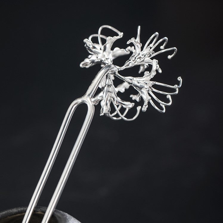 彼岸花のかんざし ヒガンバナ 簪 シルバー K016
