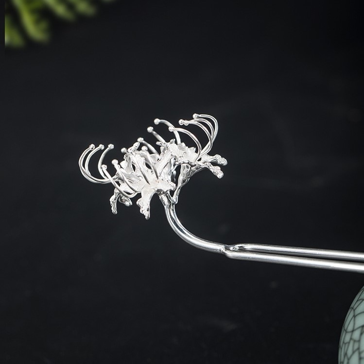 彼岸花のかんざし ヒガンバナ 簪 シルバー K016