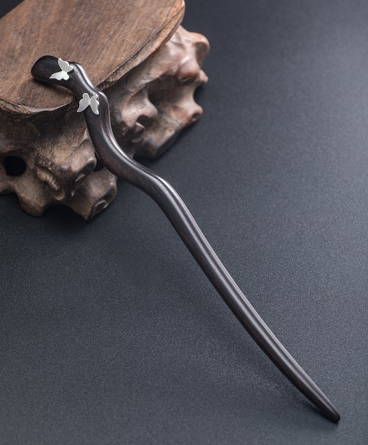 蝶々のかんざし ちょうちょ 簪 黒檀 K018