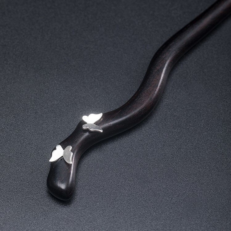 蝶々のかんざし ちょうちょ 簪 黒檀 K018