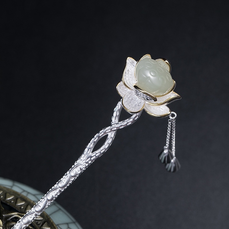 蓮の花のかんざし はす ハス 花 シルバー プレゼント K024
