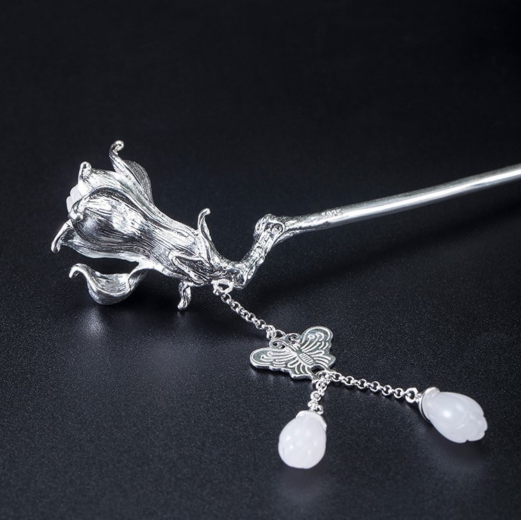ハクモクレンのかんざし 花 シルバー 自分にご褒美 K025