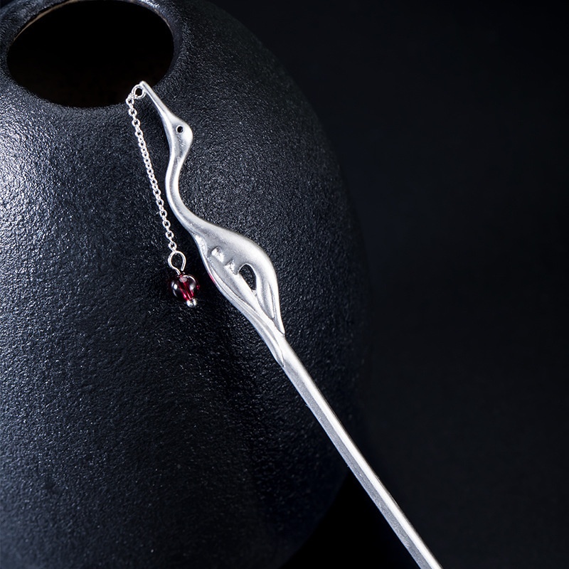 鶴のかんざし 簪 つる シルバー プレゼント ギフト K027