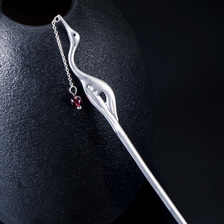 鶴のかんざし 簪 つる シルバー プレゼント ギフト K027