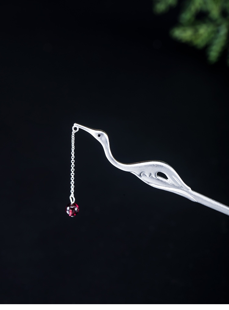 鶴のかんざし 簪 つる シルバー プレゼント ギフト K027