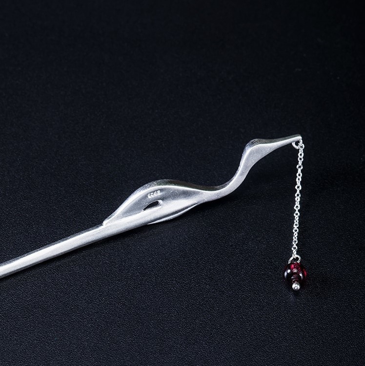 鶴のかんざし 簪 つる シルバー プレゼント ギフト K027