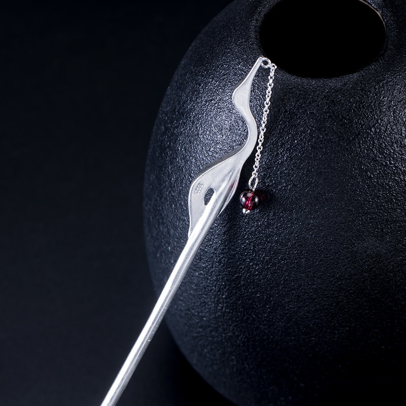 鶴のかんざし 簪 つる シルバー プレゼント ギフト K027