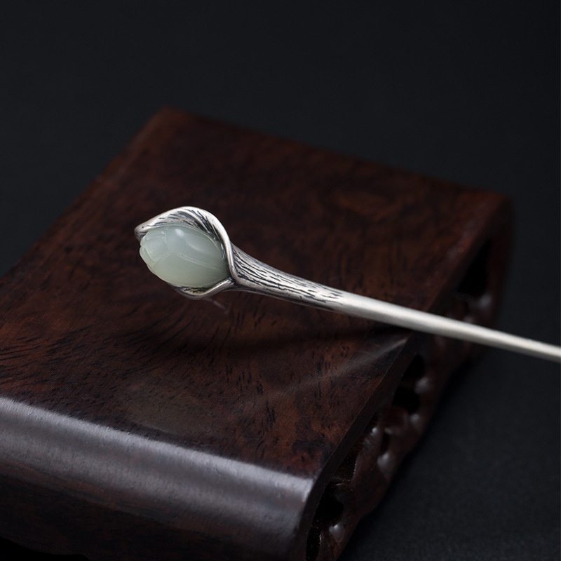 ハクモクレンのかんざし 簪 はな ネフライト ギフト K032