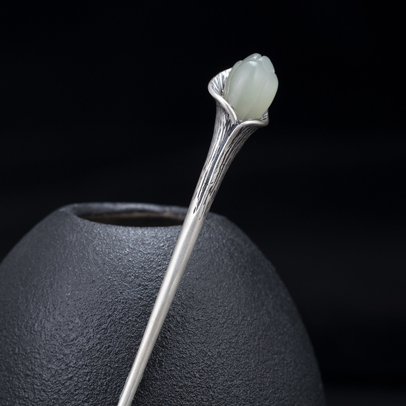 ハクモクレンのかんざし 簪 はな ネフライト ギフト K032