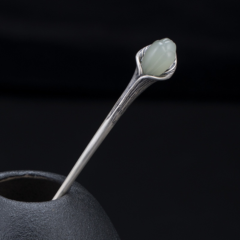 ハクモクレンのかんざし 簪 はな ネフライト ギフト K032