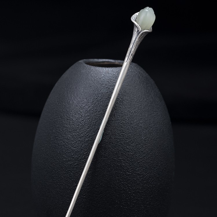 ハクモクレンのかんざし 簪 はな ネフライト ギフト K032