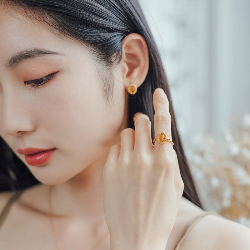 花のピアス シトリン ご褒美 ギフト P027