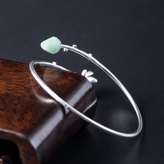 蓮の花のバングル 花 シルバー B026