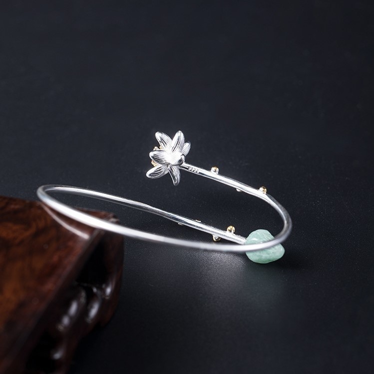 蓮の花のバングル 花 シルバー B026