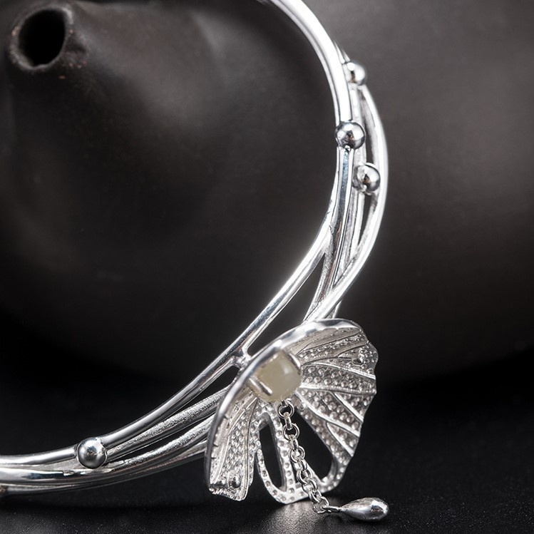 蓮の花のバングル 花 シルバー B027