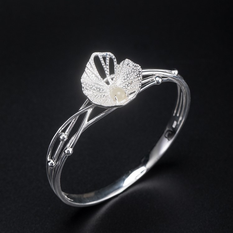 蓮の花のバングル 花 シルバー B027