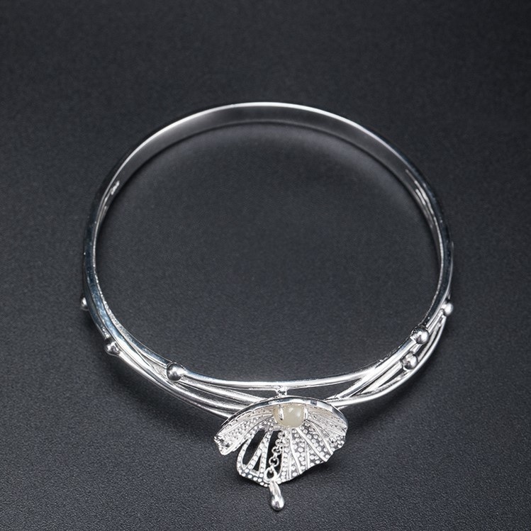 蓮の花のバングル 花 シルバー B027