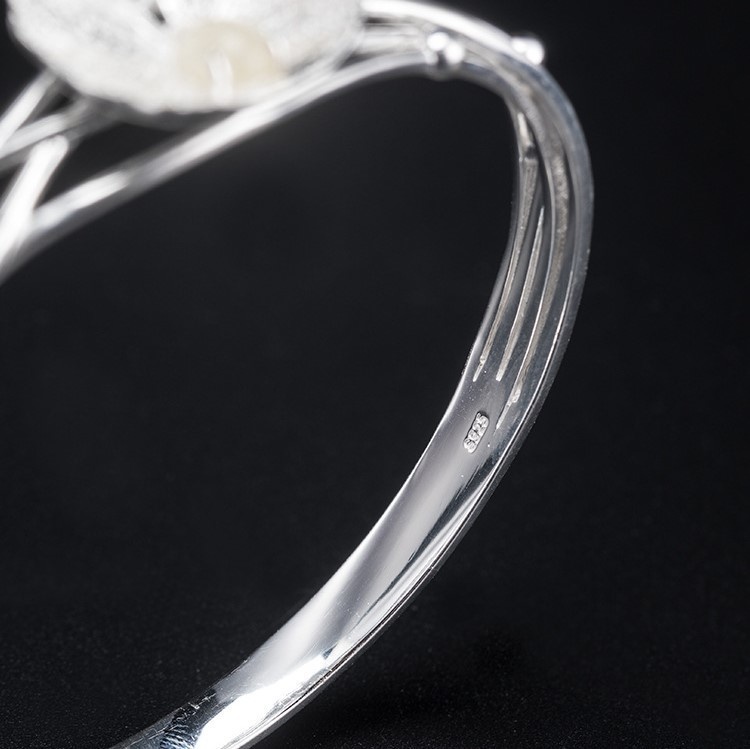 蓮の花のバングル 花 シルバー B027