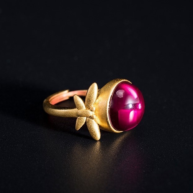 蜻蛉のリング トンボ ルビー ギフト ラッピング R254