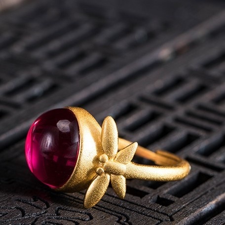 蜻蛉のリング トンボ ルビー ギフト ラッピング R254