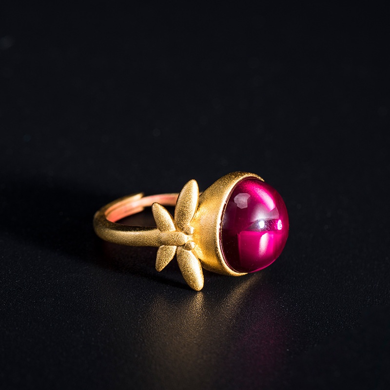 蜻蛉のリング トンボ ルビー ギフト ラッピング R254