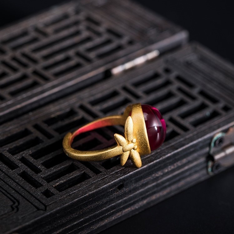 蜻蛉のリング トンボ ルビー ギフト ラッピング R254