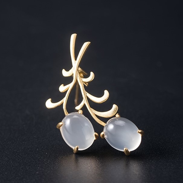 柳のブローチ ネフライト シルバー C001