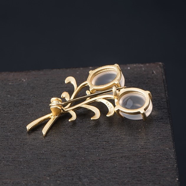 柳のブローチ ネフライト シルバー C001