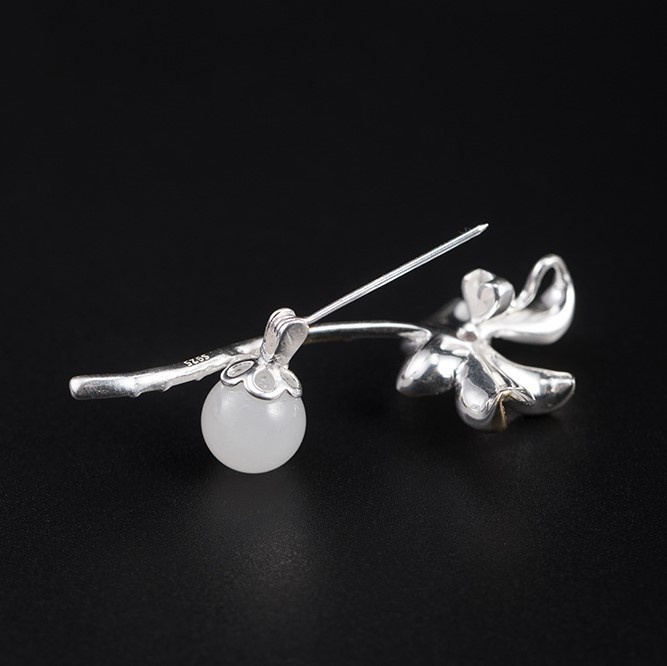 クチナシのブローチ 花 シルバー C012