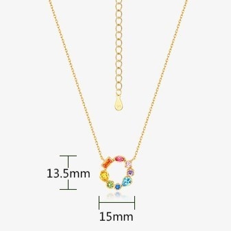 虹色の宝石ペンダント - 華やかな印象と幸せな気持ちを与える0655