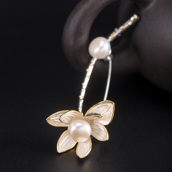 蓮の花のブローチ はす パール C016
