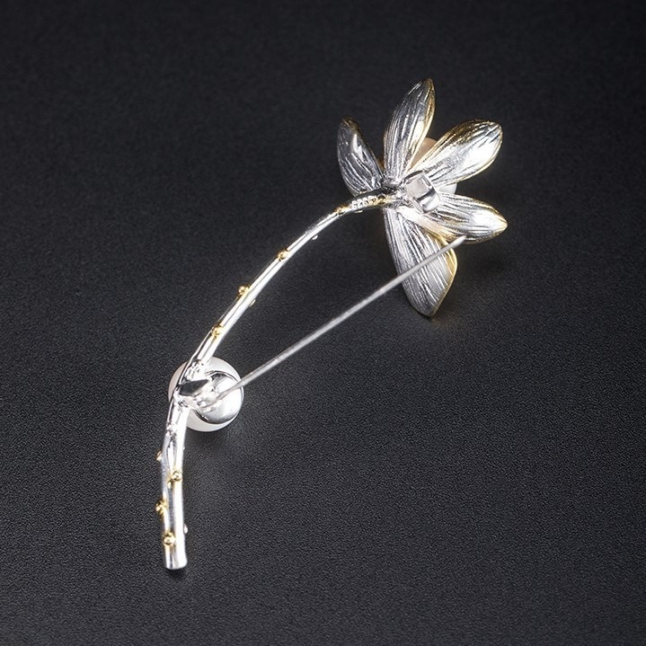 蓮の花のブローチ はす パール C016