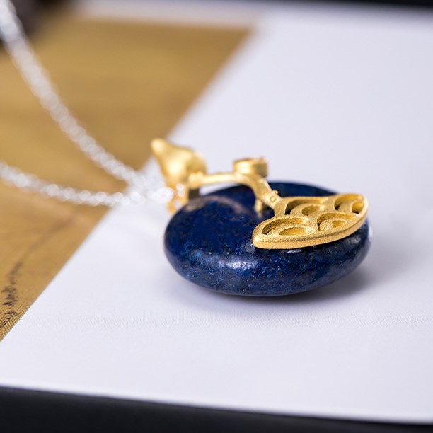 花のペンダント ラピスラズリ シルバー N001