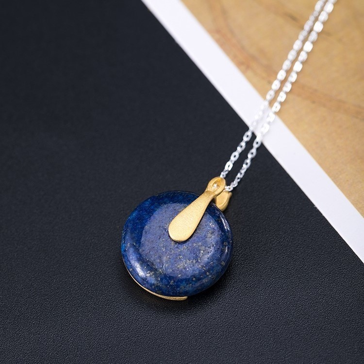 花のペンダント ラピスラズリ シルバー N001