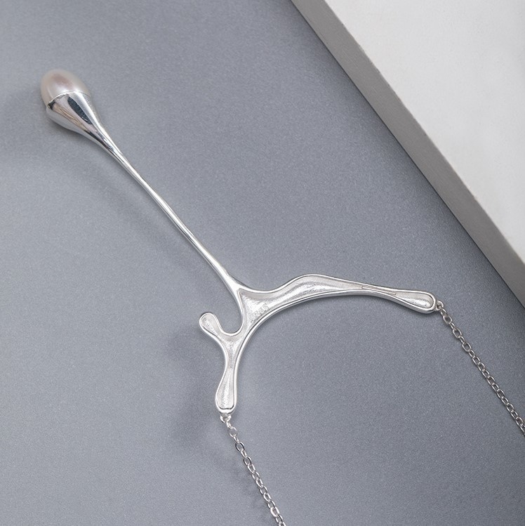 ドロップのペンダント パール シルバー N003