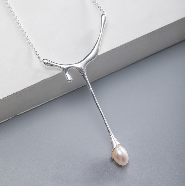 ドロップのペンダント パール シルバー N003