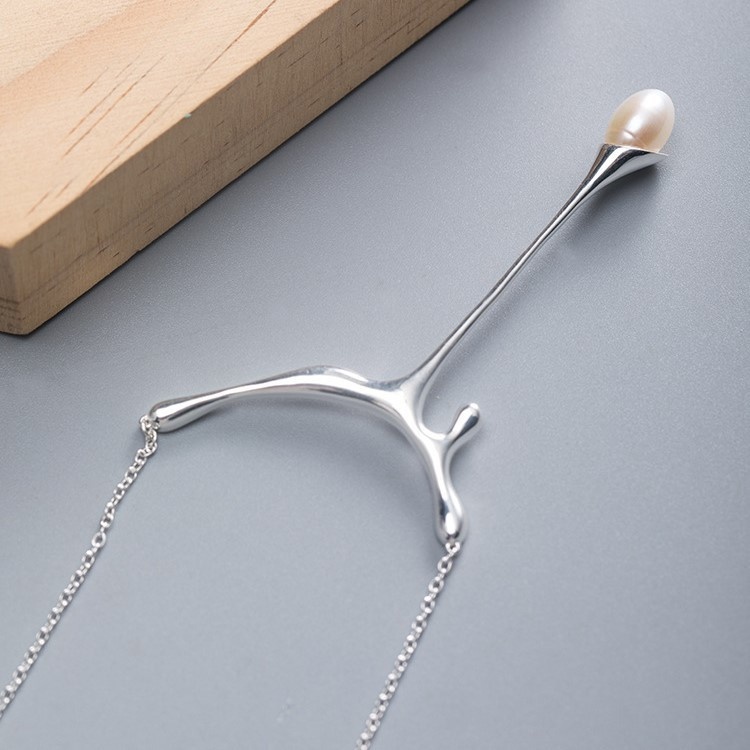 ドロップのペンダント パール シルバー N003