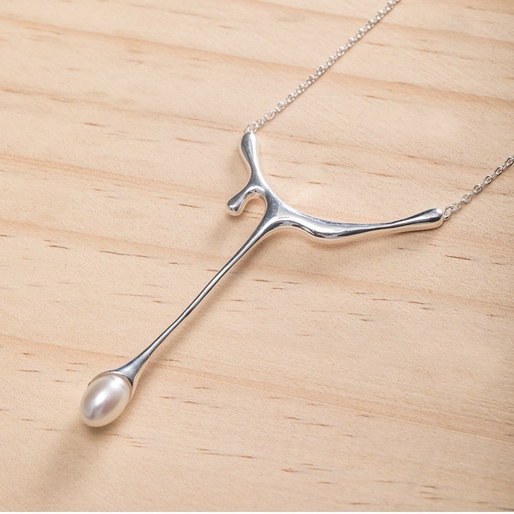 ドロップのペンダント パール シルバー N003