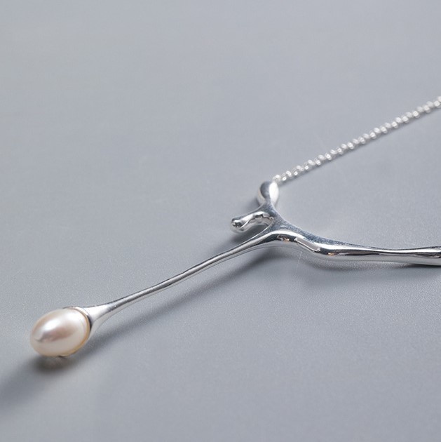 ドロップのペンダント パール シルバー N003
