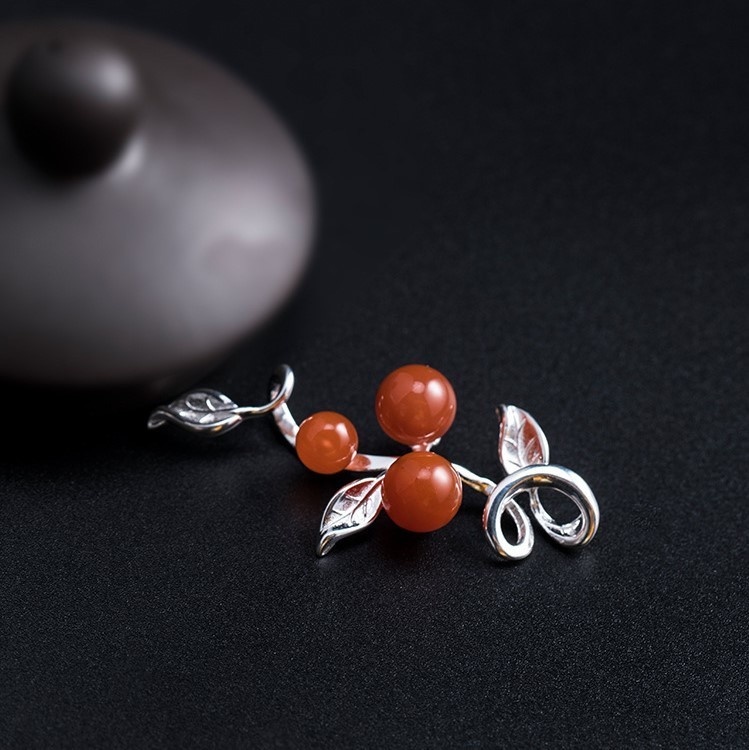 葉っぱのペンダント メノウ シルバー N006