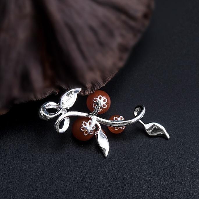 葉っぱのペンダント メノウ シルバー N006