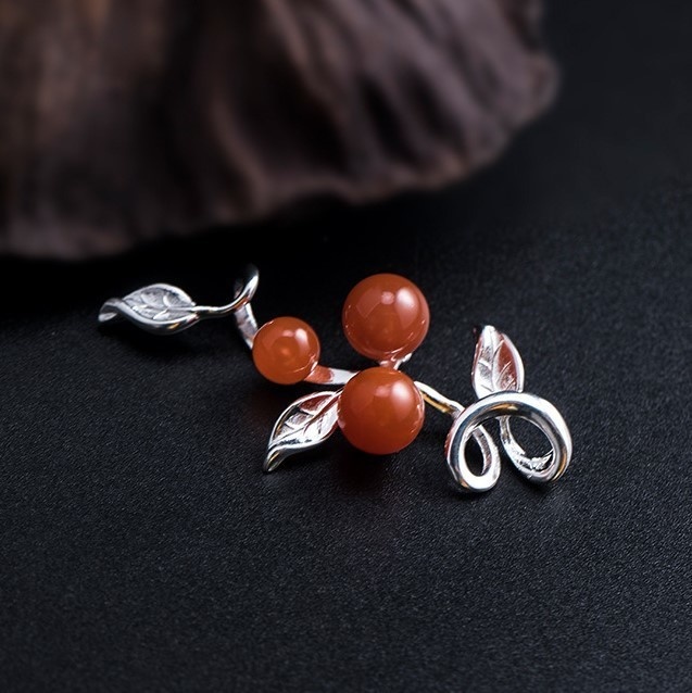 葉っぱのペンダント メノウ シルバー N006